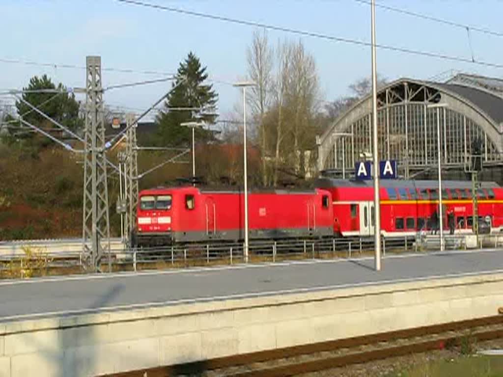 Erste Fahrt unter Draht. Ausfahrt der BR 112 168-0 -DB AG- mit RE 21419 von Lbeck Hbf nach Hamburg Hbf [14.12.2008]