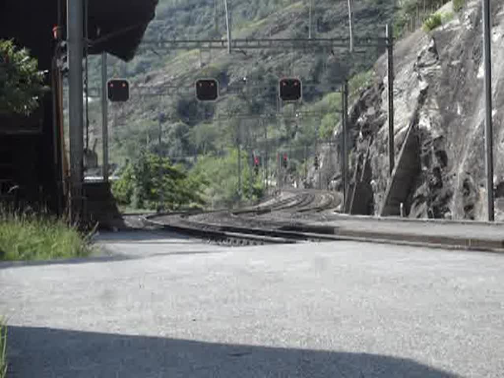 Extrazug Bern-Brig mit Re 4/4 II bei der Durchfahrt in Lalden am 16.06.2007