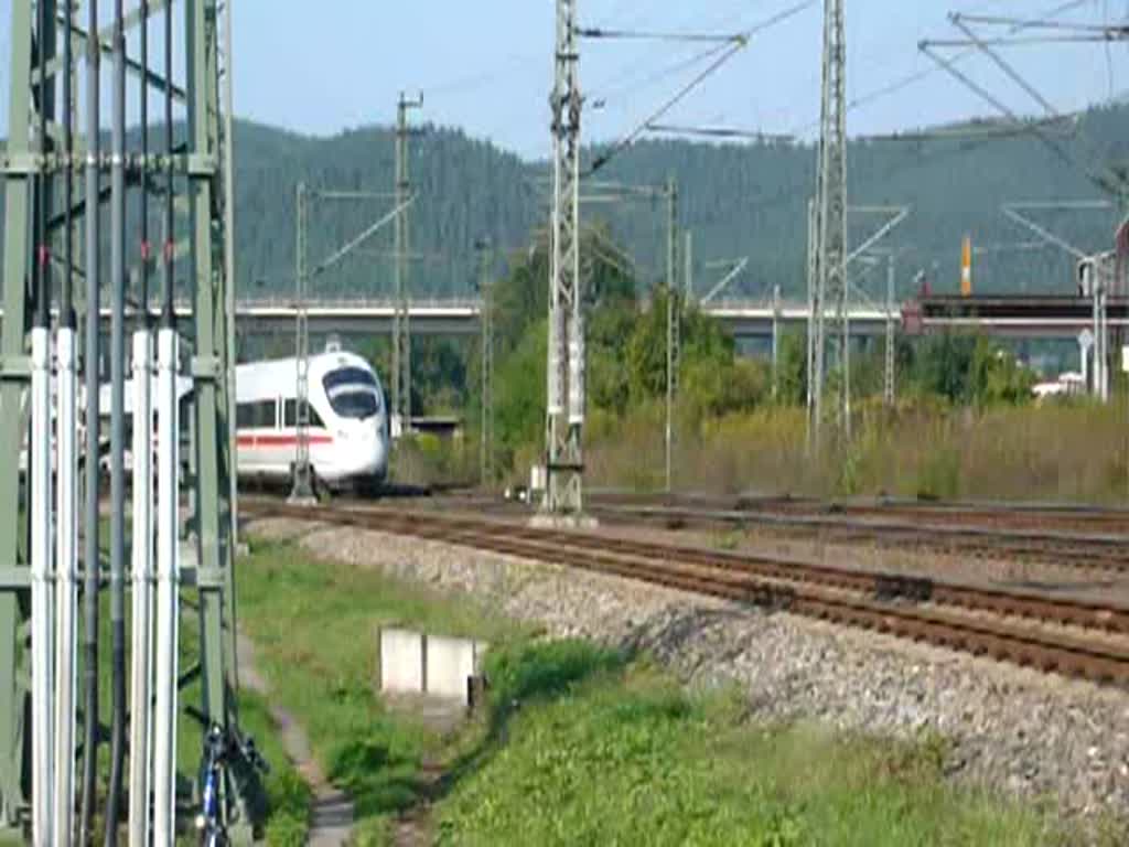 ICE 109 nach Innsbruck Hbf nähert sich mit 80 km/h dem Bahnhof Saalfeld (Saale). (19.09.2009)