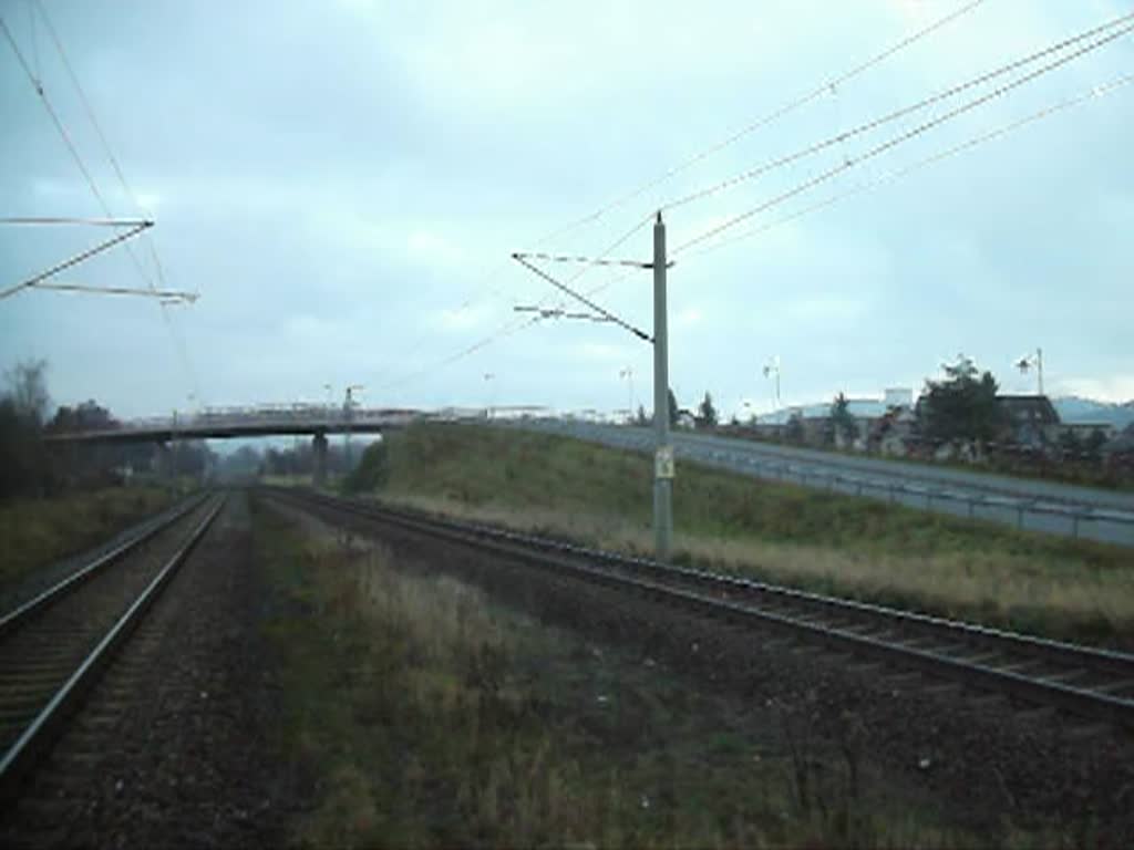 ICE 1206 von Erlangen nach Berlin, durchfuhr am 20.11.10 Stockheim(Oberfr) Richtung Pressig.