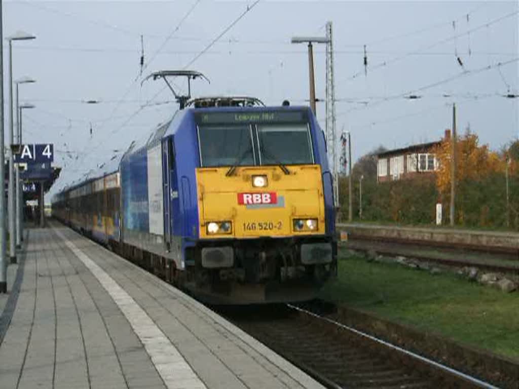 InterConnex80004 von Warnemnde nach Leipzig Hbf.bei Ausfahrt im Bahnhof Warnemnde.(08.11.08)