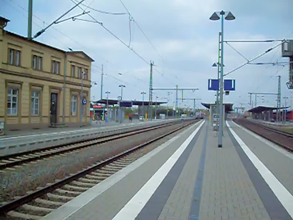 ITL Lok mit einem Containerzug durch Wittenberge.Sie fuhr weiter in Richtung Stendal.