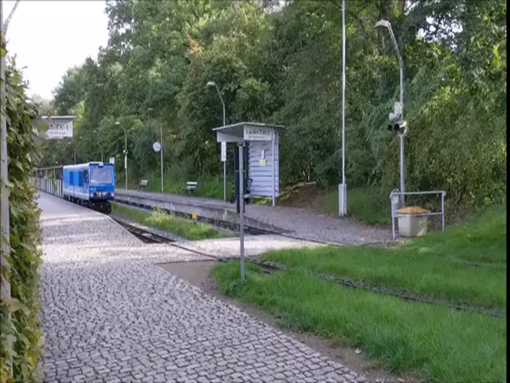 Parkeisenbahn Dresden, Abfahrt vom Hauptbahnhof an der Gläsernen Manufaktur, 22.09.2021