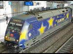 101 101-4  Bahn-Azubis gegen Hass und Gewalt / Europa  bei der Einfahrt nach Kassel Wilhelmsh�he mit IC 2372 Karlsruhe Hbf - Stralsund. Aufgenommen am 05.04.2010.