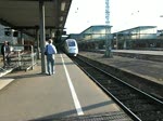 Ausfahrt eines TGV aus dem Bahnhof Stuttgart Hbf der Richtung Mnchen weiterfuhr.