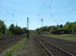 Dampfloks  Parallelein- und Ausfahrt im Bahnhof Sontra aus Bebra kommend. Es handelt sich um die Loks 41 144 (rechts) und 50 3552 (links). Die Sonderfahrt fand im Rahmen des Dampflokfestes am 11.05.08 in Bebra statt.