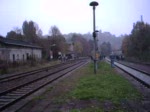 Scheinanfahrt mit der 44 1486-8 der Stafurter Eisenbahnfreunde bei der Sachsenrundfahrt des Schsischen Eisenbahnmuseums Chemnitz in Rowein am 28.10.2007