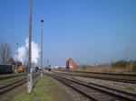 44 1486 zu sehen mit einem Güterzug beim Bw Fest in Staßfurt am 29.03.14.