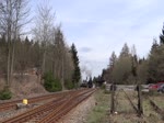 50 3501 fuhr am 30.04.16 einen Sonderzug von Meiningen nach Neuhaus am Rennweg. Hier ist der Zug zu sehen bei der Ausfahrt in Ernstthal am Rennsteig.