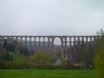 Am 19.04.14 fuhr die 52 8079 von Schwarzenberg nach Mehltheuer. Hier zusehen bei der Rückfahrt nach Schwarzenberg auf der Göltzschtalbrücke.