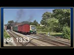 Ein Historischer Zug mit den Lok’s der BR 86 und der BR 204 sowie DR Reisezugwagen zwischen Bergen auf Rügen und Lauterbach Mole im Einsatz. - 07.07.2018
