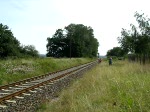 Dampflok BR 91 134 -DR- mit dem Sonderzug der MEF bei der Ausfahrt aus dem Haltepunkt Sukow/Meckl.