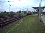 BR218 489-3 beim Rangieren im Hauptbahnhof Rostock.(12.08.07)