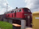 Eine BR 218 im Kempten Hbf beim anlassen des Motors nach dem Tanken.