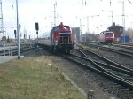 BR362 594-4 stellt den IC1809 von Rostock Hbf.nach Köln Hbf.im Rostocker Hbf.bereit.(25.01.09)