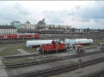 Die 363 819 am 23.03.2008 bei der Diesellok Tankstelle in Mhldorf.