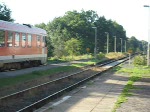 Eine Br 628/928 bei der Ausfahrt aus dem Bahnhof Schneverdingen im August 2007.