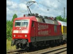 120 502-0 legte auf ihrer Fahrt Richtung Sden in Radbruch einen Signalhalt ein. Aufgenommen am 06.07.2010.