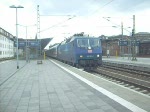 120 151 bei der ausfahrt aus Schwerin Hbf am 24.