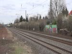 Flixtrain bei der Durchfahrt in Düsseldorf-Angermund, am 30.03.2018.