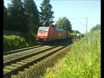 Die 185 216 zog am 19.7.10 die 290 518 und einen gemischten Gterzug in Richtung Leipzig-Leutzsch.