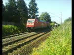 Die 185 216 zog am 19.7.10 die 290 518 und einen gemischten Güterzug in Richtung Leipzig-Leutzsch.