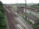 189 004 verließ am 24.7.10 mit einem gemischtem Güterzug den Güterbahnhof Leipzig-Engelsdorf in Richtung Dresden.