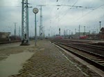 189 004 mit einem Containerzug in Richtung Magdeburg.