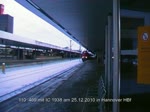 Aufsfahrt einer 110 mit IC nach Bremen in Hannover HBF am 25.12.2010.