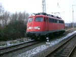 BR110 329-0 bei Rangieren im Rostocker Hbf.Sie wird in krze den IC1809 von Rostock Hbf.nach Kln Hbf.bespannen.(11.01.09)