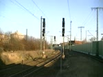Ausfahrt Rigonal Express in Lehrte mit BR 112, im Mrz 2012.