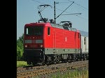114 501-0 mit zwei Alstom Wagen in Richtung Norden bei Eschwege West.