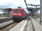114 030-0(BW Cottbus)mit RE33111 von Rostock Hbf.nach Lutherstadt Wittenberg kurz vor der Ausfahrt im Rostocker Hbf.inklusive Gleis�nderung(20.06.09)