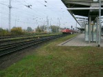 RE33105 von Rostock Hbf.nach Lutherstadt Wittenberg kurz nach der Ausfahrt im Rostocker Hbf.(11.10.08)