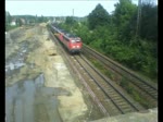 Zwei 140er zogen am 26.7.10 den PKP cargo Schotterzug in Richtung Grokorbetha.