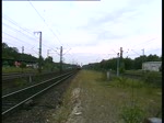 Einfahrt der Regionalbahn aus Twistringen in den Bahnhof Rotenburg/Wmme gleichzeitig fhrt der Metronom von Hamburg nach Bremen aus dem Bahnhof herauss am 12.6.