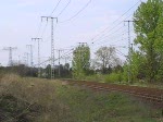 Eine 155 mit Gterzug in Berlin-Wuhlheide.