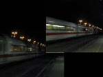 Unbekannte BR 401 und BR 402 durchfahren am Abend des 01.11.08 den Bahnhof von Eschede. Bei diesen Durchfahrten in diesem Bahnhof wird einem besonders schmerzlich bewusst welche Wucht ein Zug bei hheren Geschwindigkeiten hat und wieviel negative Beschleunigung durch eine abrupte Bremsung freigesetzt werden kann...
