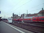 Gleis 1 Einfahrt des RE nach Schweinfurt,Gleis 2 ein Gterzug Richtung Nrnberg, Gleis 3 RB nach Neumarkt(Oberpf.)und Gleis 4  ICE nach Mnchen.