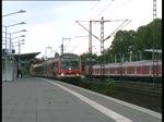 Ausfahrt der Regionalbahn nach Twistringen aus dem Bahnhof Rotenburg/Wmme am 12.6. Geschoben wurde der Zug ebenfalls mit einer 143.