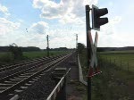  zwei Dieselloks von Vossloh zwischen Dlmen und Mnster,konnte nicht die Loknummern erkennen, wei jemand mehr? Auf jeden Fall eine auergewhnliche Garnitur.