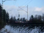 Eine RB nach Lichtenfels hat gerade Redwitz (Rodach) verlassen. Sie wurde von einer 111 geschoben. (14.02.2009)