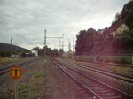 RB 34195 Kronach-Lichtenfels verlsst am 24. Juli 2010 den Kronacher Bahnhof.