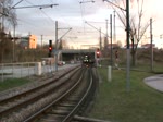 Zwei AVG Stadtbahn Einheiten in Karlsruhe Albtalbahnhof am 15.01.11