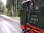 Zugkreuzung der Fichtelbergbahn mit 99 1784 im Bahnhof - der Bahnhofsname passend zum Wetter am 24.09.2021.