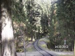 Nachdem einigen Minuten zuvor ein Plandampfzug die steile Kurve am Eckerloch Richtung Broken mit wummernden Auspuffschlgen durchfahren hatte, folgte  am 14.10.2012 gegen 11:57 Uhr  ein Sonderzug  ,