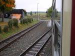 Fahrt durch die Wendeschleife in Stiege mit der HSB 997235-7 vor einem Sonderzug des  Freundeskreis Selketalbahn e. V.  um 10;00 am 06.10.2012.
