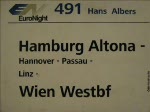 EuroNight 491  Hans Albers  auf seiner Fahrt nach Wien West, aufgenommen am 13.01.09 um ca.