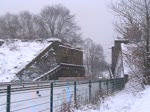 Begegnung zweier U-Bahnen der Linie U5 nahe Biesdorf Sd, 6.1.2010