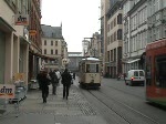 Erfurt: Historischer Triebwagen in der Bahnhofsstraße